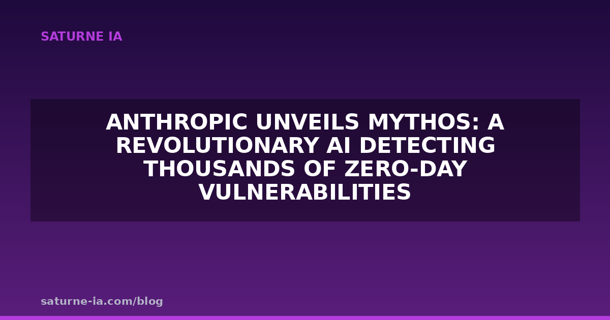 Anthropic dévoile Mythos : une IA révolutionnaire détectant des milliers de failles zero-day