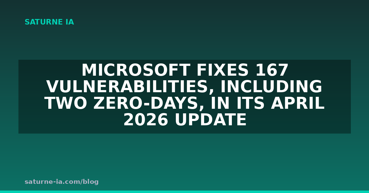 Microsoft corrige 167 vulnérabilités, dont deux zero-days, dans sa mise à jour d'avril 2026